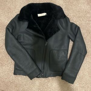 Tory Burch Caroline Lambskin Shearling Reversible Jacket